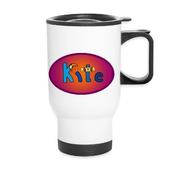Kite Schriftzug Oval - Thermobecher mit Tragegriff - Weiß - Vorne