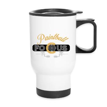 Paintball focus, bulseye in the Center - Thermal mug with handle - white - Front