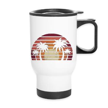 Vintage Sunset Silhouette - Thermal mug with handle - white - Front