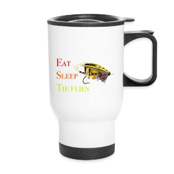 Eat Sleep Tie Flies - Thermal mug with handle - white - Front