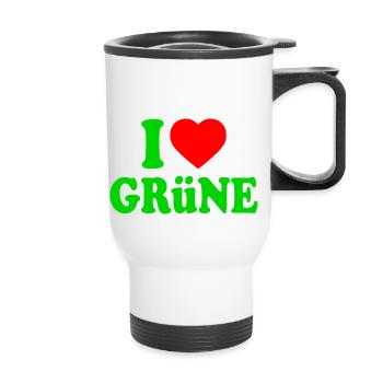 I love grüne - Thermobecher mit Tragegriff - Weiß - Vorne