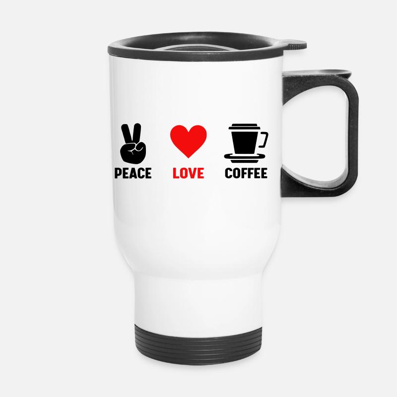 Frieden Liebe Kaffee - Thermobecher mit Tragegriff - Weiß