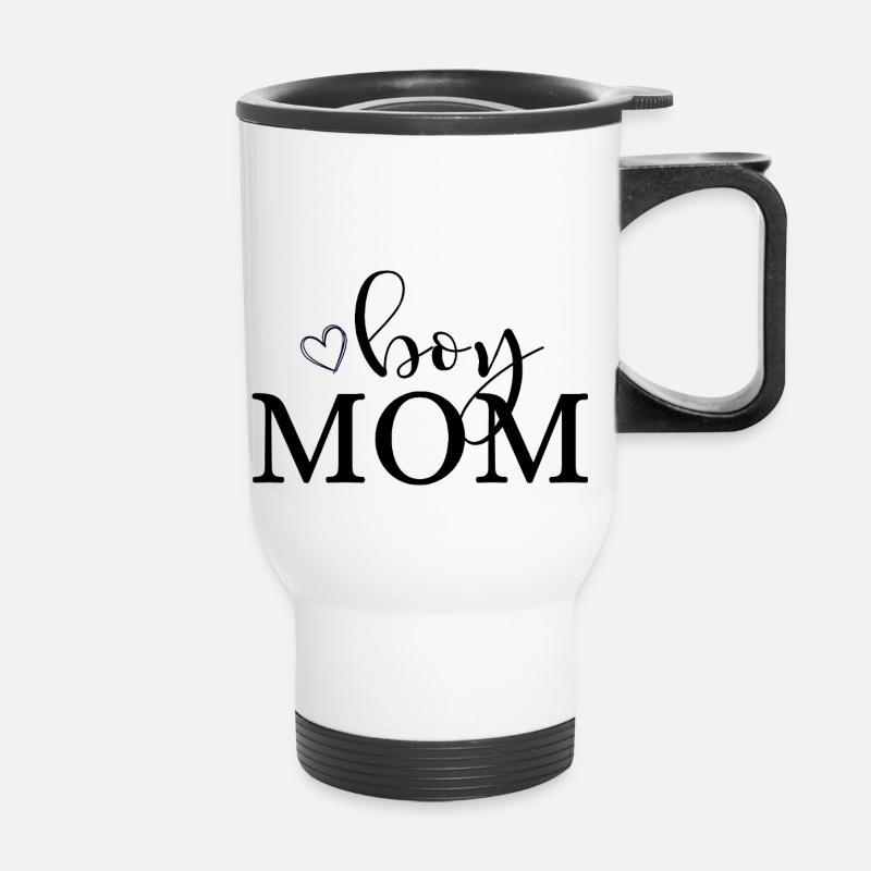 Boy mom - Thermobecher mit Tragegriff - Weiß