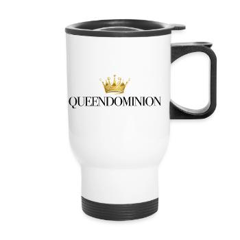 Golden crown on black - Thermal mug with handle - white - Front