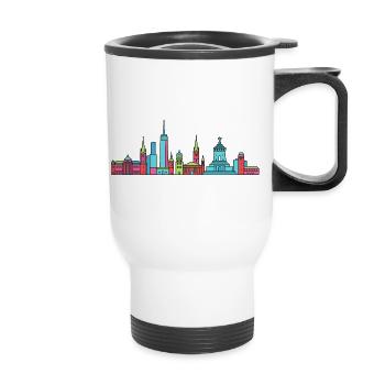 Monument à la ligne d’horizon de la ville de Leipzig Art moderne en ligne - Tasse isotherme avec poignée - blanc - Devant