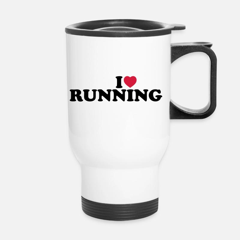 I love running - Thermal mug with handle - white