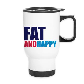 Fat & Happy - Thermobecher mit Tragegriff - Weiß - Vorne