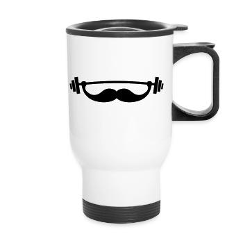 Funny Fitness Mustache / Beard - Thermal mug with handle - white - Front