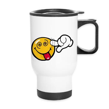 Smiley Stupid - Thermal mug with handle - white - Front