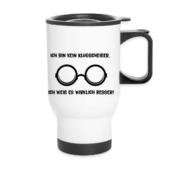 klugscheisser - Thermobecher mit Tragegriff - Weiß - Vorne