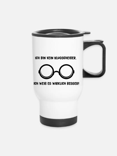 klugscheisser - Thermobecher mit Tragegriff - Weiß
