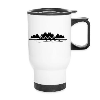 Rowing in nature - Thermal mug with handle - white - Front