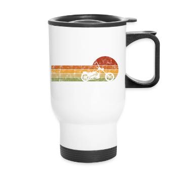 Motorcyclist Biker Motorcycle Chopper Retro Bobber - Thermal mug with handle - white - Front