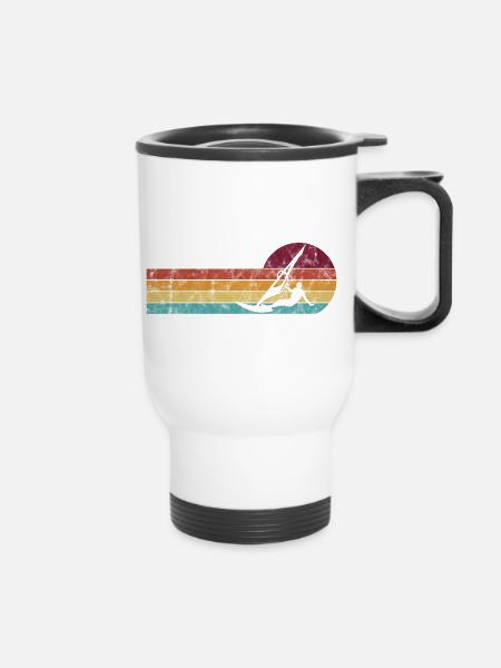 Surfing Windsurfer Windsurfing Windsurfing Retro - Thermal mug with handle - white