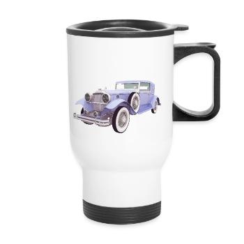 Oldtimer, Auto, Automobil - Thermobecher mit Tragegriff - Weiß - Vorne