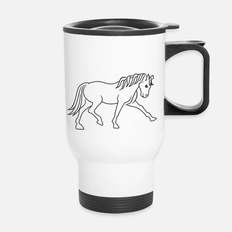 Horse / Pony (1c, line drawing) - Thermal mug with handle - white