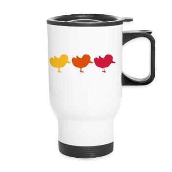 3 chicks Silhouette Team - Thermal mug with handle - white - Front