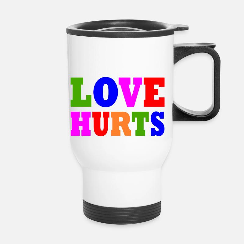 Love hurts - Thermobecher mit Tragegriff - Weiß