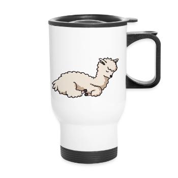 Pyjama lama fatigué Amour l’alpaga vectoriel de lama - Tasse isotherme avec poignée - blanc - Devant