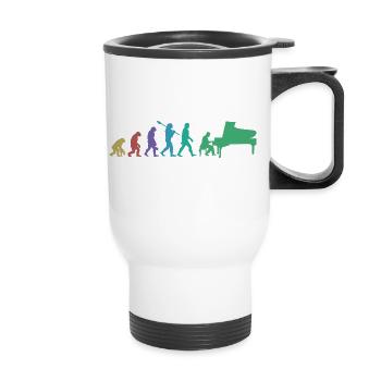Evolution of man Piano Musician Retro Vintage - Thermobecher mit Tragegriff - Weiß - Vorne