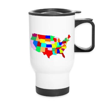USA Patchwork Map - Thermal mug with handle - white - Front