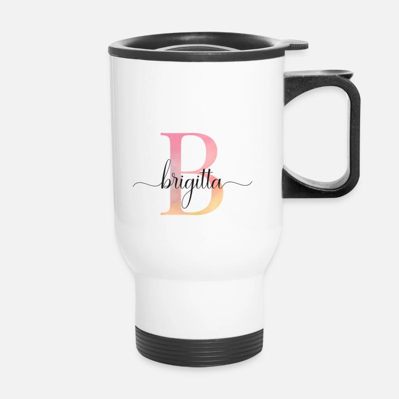 B | Monogramm | Name | Brigitta |Watercolor - Thermobecher mit Tragegriff - Weiß