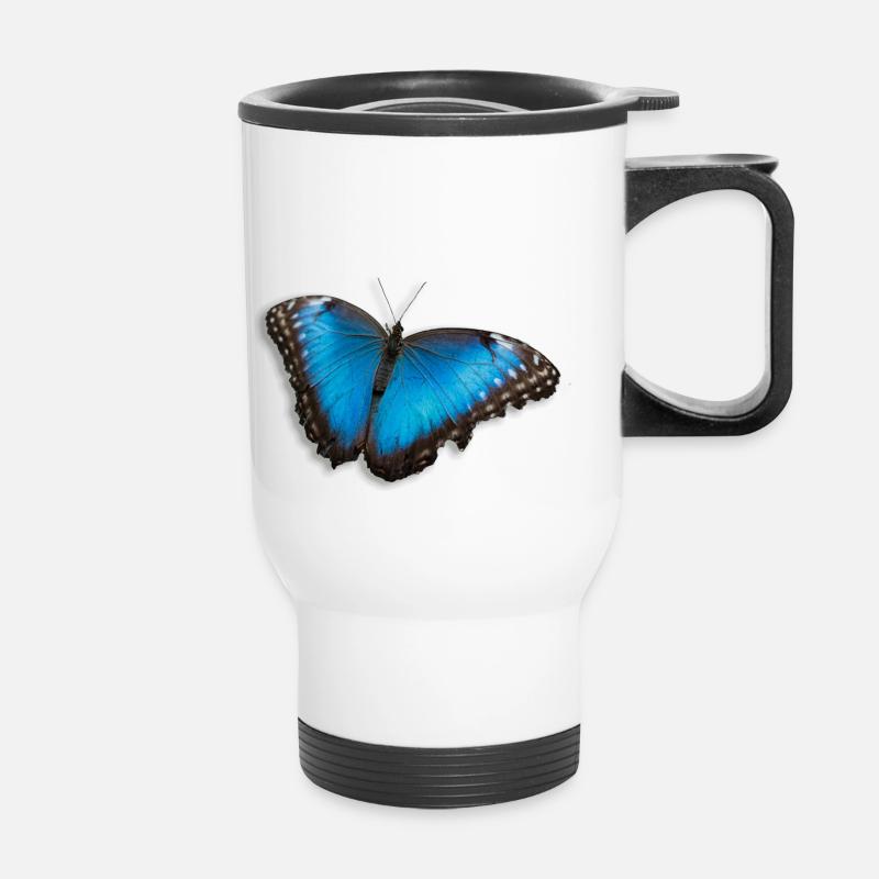 Schmetterling - Thermobecher mit Tragegriff - Weiß
