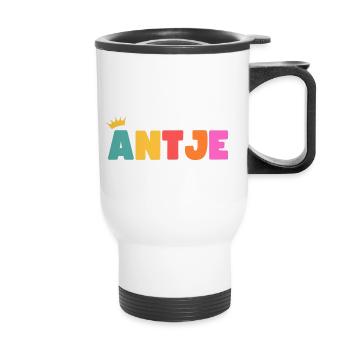 Antje! Personalisierbar - Thermobecher mit Tragegriff - Weiß - Vorne