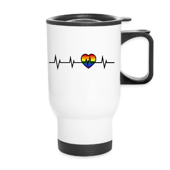 Battement de cœur LGBTQ - Tasse isotherme avec poignée - blanc - Devant