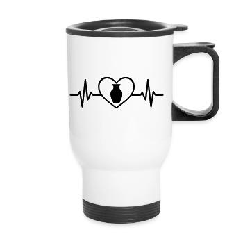 Keramik Herz Vase - Thermobecher mit Tragegriff - Weiß - Vorne