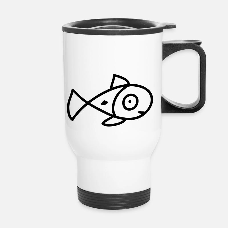 Baby fish - Fish - Line - Thermal mug with handle - white