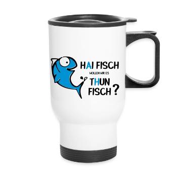 Haifisch Thunfisch - Thermobecher mit Tragegriff - Weiß - Vorne