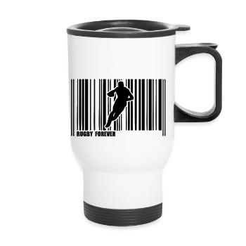 barcode sports rugby - Thermal mug with handle - white - Front