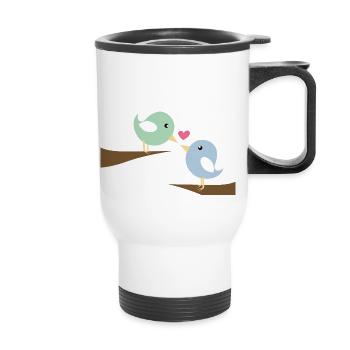 Amoureux des oiseaux - Tasse isotherme avec poignée - blanc - Devant