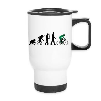 evolution_radfahrer_052012_d_2c - Tasse isotherme avec poignée - blanc - Devant