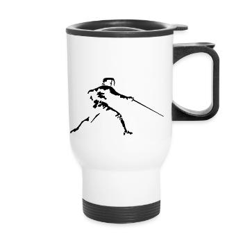 fechten_122012_a_1c - Thermal mug with handle - white - Front