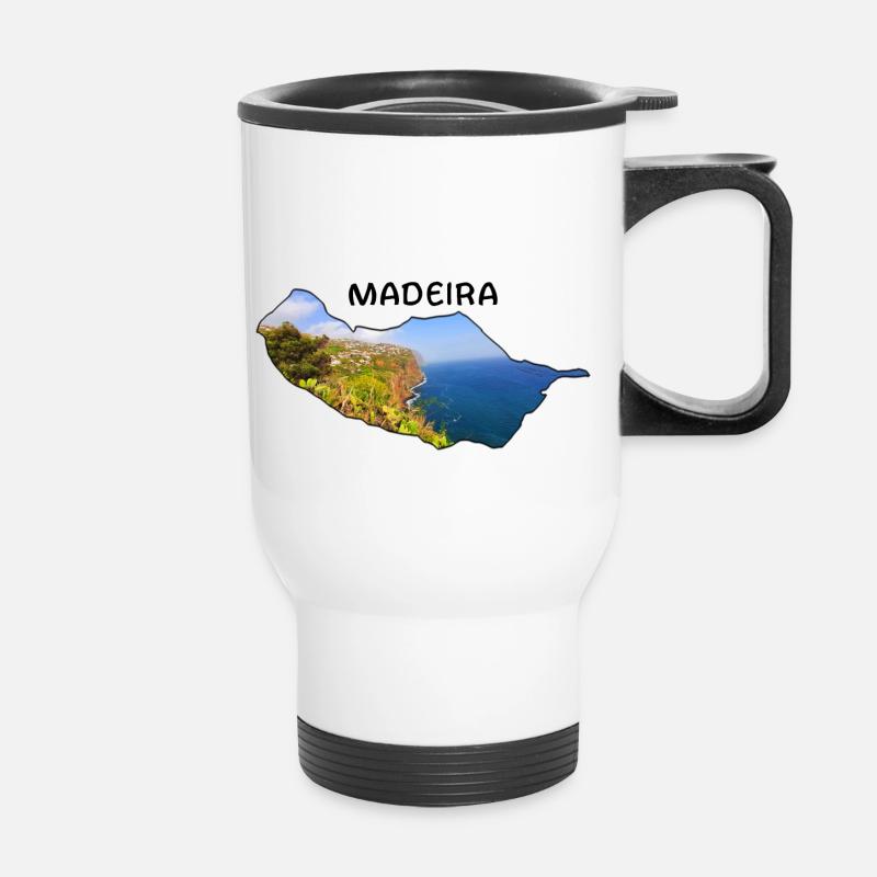 Madeira map - Thermobecher mit Tragegriff - Weiß