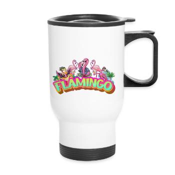 Flamingo Summer Holiday Pink Colorful Exotic Bird - Thermal mug with handle - white - Front