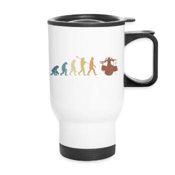 Evolution de l’homme Drums Band Retro Vintage Drummer - Tasse isotherme avec poignée - blanc - Devant