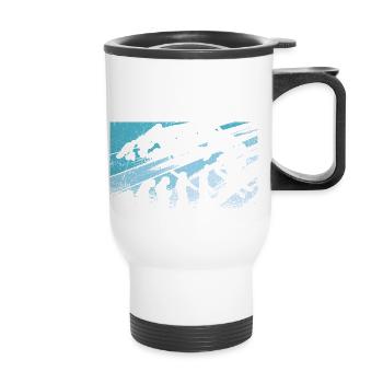Skiing Evolution Vintag Winter Sport Ski - Thermal mug with handle - white - Front