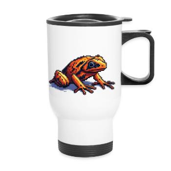 Poison dart frog dans des graphismes rétro pixel cool - Tasse isotherme avec poignée - blanc - Devant