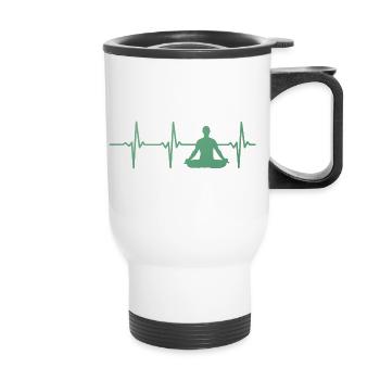 Heartbeat Meditation Silhouette - Thermal mug with handle - white - Front