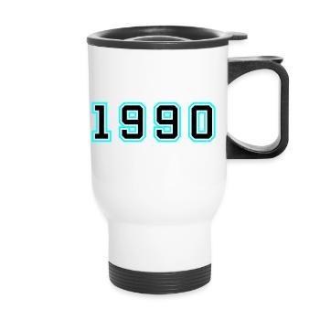 1990 Year Birthday - Thermal mug with handle - white - Front