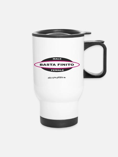 Driftpark - Basta Finito / rosa - Thermobecher mit Tragegriff - Weiß