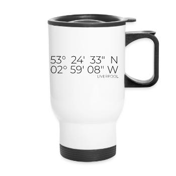 Coordinates: Liverpool, England - Thermal mug with handle - white - Front