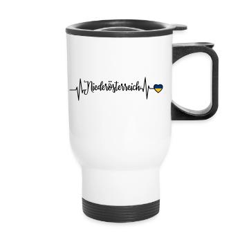 Ligne cardiaque de pouls en Basse-Autriche - Tasse isotherme avec poignée - blanc - Devant