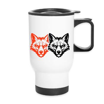 Fuchs Kopf Team - Thermobecher mit Tragegriff - Weiß - Vorne