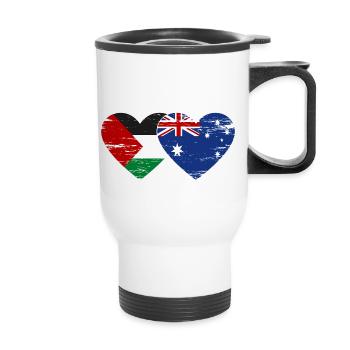 Palestine Australia Flag Heart Used - Thermal mug with handle - white - Front