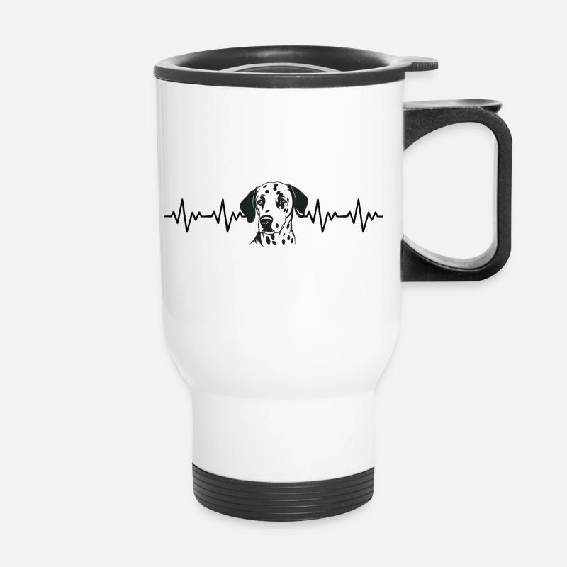 Dalmatian ECG Heartbeat - Thermal mug with handle - white
