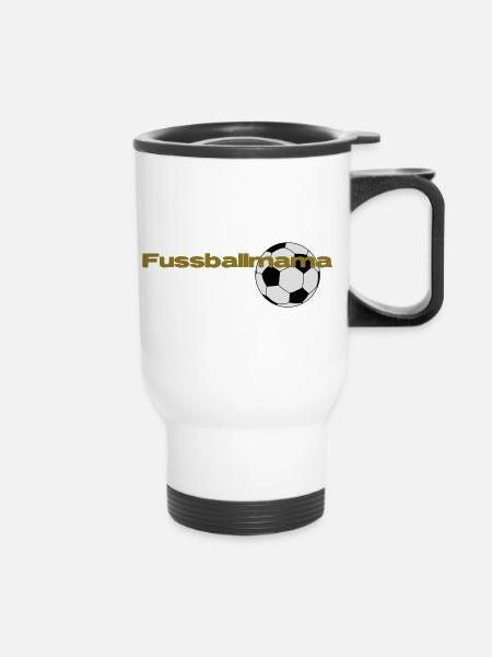Fussballmama - Thermobecher mit Tragegriff - Weiß